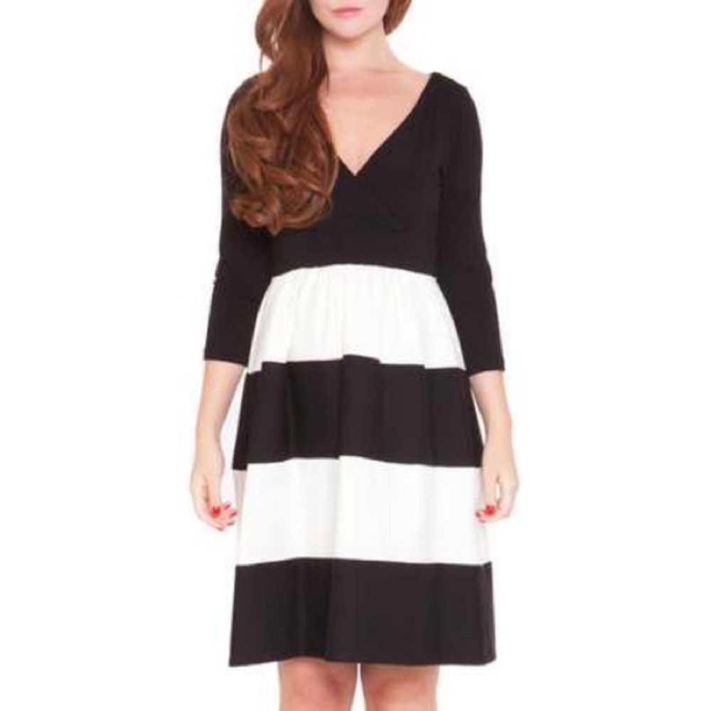 Eleanor Cross Front Colorblock Maternity Dress